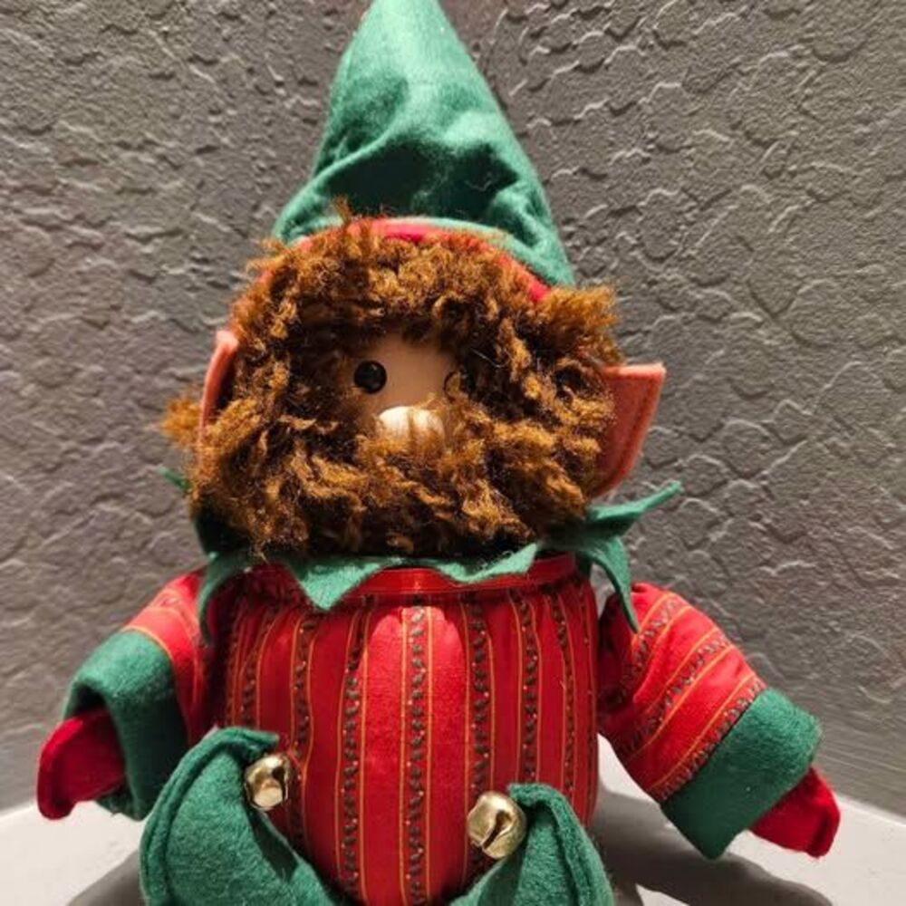 Vintage Christmas Elf Plush Doll with Beard - Picture 2 of 6